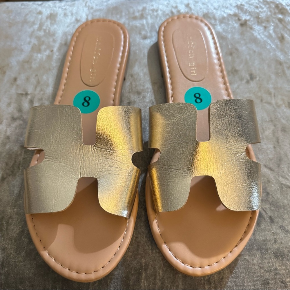 Gold Slip-On Sandals